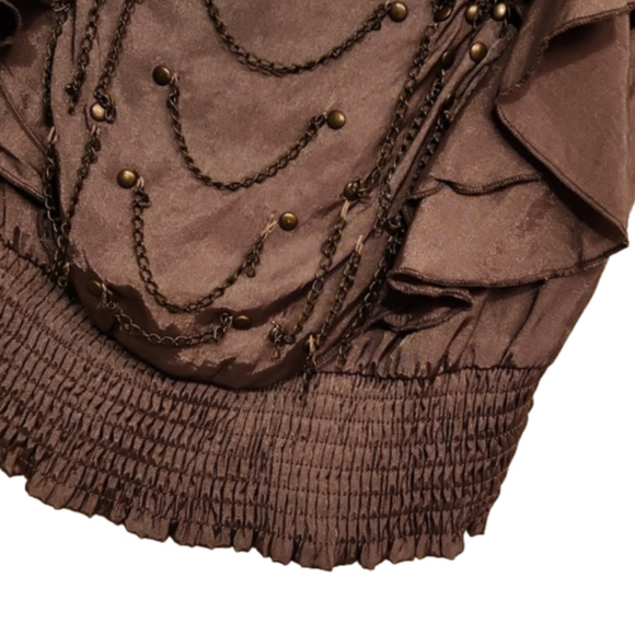 Love Culture dark toupe top with bronze embellishments. M - Picture 4 of 6